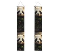 Bannière de bienvenue à suspendre avec motif panda mignon, drapeau vertical, pour décoration intérieure et extérieure, 180 x 30,5 cm