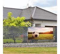 Bannière de bienvenue avec ballon de football sur un terrain - Bannière murale à suspendre pour photo - Toile de fond avec 4 trous - Décoration de porte - Fournitures de fête - Petite taille
