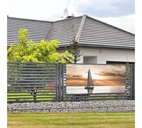 Bannière de bienvenue - Bannière de vacances - Bateau à voile sur la mer - Bannière murale à suspendre - Drapeau pour photo - Toile de fond avec 4 trous - Bannière de porte - Décoration de fête