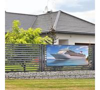 Bannière de bienvenue - Bannière de vacances - Bateau de croisière - Bannière murale à suspendre - Drapeau photo - Toile de fond avec 4 trous - Panneau de porche - Décoration de fête - Fournitures de