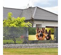 Bannière de bienvenue - Bannière de vacances - Berger allemand - Bannière murale à suspendre - Drapeau photo - Toile de fond avec 4 trous - Panneau de porche - Bannière de porte - Décoration de fête