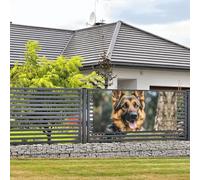 Bannière de bienvenue - Bannière de vacances - Berger allemand - Bannière murale à suspendre - Drapeau photo - Toile de fond avec 4 trous - Panneau de porte - Décoration de fête - Petite taille