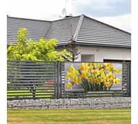 Bannière de bienvenue - Bannière de vacances - Bouquet de jonquilles - Bannière murale à suspendre - Drapeau photo - Toile de fond avec 4 trous - Panneau de porche - Décoration de fête - Petite taille