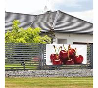 Bannière de bienvenue - Bannière de vacances - Cerises chiliennes - Bannière murale à suspendre - Drapeau photo - Toile de fond avec 4 trous - Panneau de porche - Bannière de porte - Décoration de