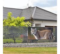 Bannière de bienvenue - Bannière de vacances - Chat sauvage - Bannière murale à suspendre - Drapeau photo - Toile de fond avec 4 trous - Panneau de porche - Bannière de porte - Décoration de fête