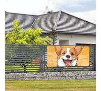 Bannière de bienvenue - Bannière de vacances - Chien corgi mignon - Bannière murale à suspendre - Drapeau photo - Toile de fond avec 4 trous - Panneau de porche - Décoration de fête - Petite taille