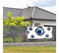 Bannière de bienvenue - Bannière de vacances contre le mauvais œil - Bannière murale à suspendre - Drapeau photo - Toile de fond avec 4 trous - Panneau de porte - Décoration de fête - Petite taille