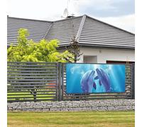 Bannière de bienvenue - Bannière de vacances - Dauphins amoureux - Bannière murale à suspendre - Drapeau photo - Toile de fond avec 4 trous - Panneau de porche - Décoration de fête - Petite taille