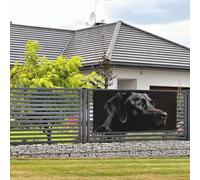 Bannière de bienvenue - Bannière de vacances - Labrador noir - Bannière murale à suspendre pour photo - Toile de fond avec 4 trous - Panneau de porche - Bannière de porte - Décoration de fête