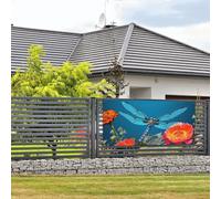 Bannière de bienvenue - Bannière de vacances - Libellule et fleur - Bannière murale à suspendre - Drapeau photo - Toile de fond avec 4 trous - Décoration de porte - Fournitures de fête - Petite taille