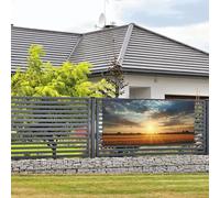 Bannière de bienvenue - Bannière de vacances - Motif lever de soleil - Bannière murale à suspendre - Drapeau photo - Toile de fond avec 4 trous - Panneau de porche - Décoration de fête - Petite taille