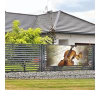 Bannière de bienvenue - Bannière de vacances - Papillon et violoncelle - Bannière murale à suspendre - Drapeau photo - Toile de fond avec 4 trous - Panneau de porche - Bannière de porte - Décoration