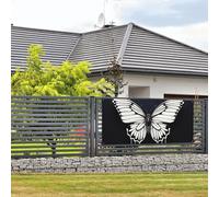 Bannière de bienvenue - Bannière de vacances - Papillon noir et blanc - Bannière murale à suspendre - Drapeau pour photo - Toile de fond avec 4 trous - Panneau de porche - Bannière de porte