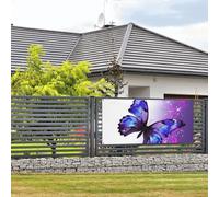 Bannière de bienvenue - Bannière de vacances - Papillon violet - Bannière murale à suspendre pour photo - Toile de fond avec 4 trous - Panneau de porte - Décoration de fête - Fournitures de fête