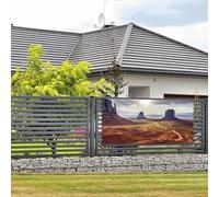 Bannière de bienvenue - Bannière de vacances - Paysage de Monument Valley - Bannière murale à suspendre - Drapeau photo - Toile de fond avec 4 trous - Panneau de porte - Décoration de fête - Taille M