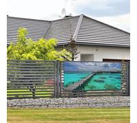 Bannière de bienvenue - Bannière de vacances - Paysage des Maldives - Bannière murale à suspendre pour photo - Toile de fond avec 4 trous - Panneau de porte - Décoration de fête - Taille M