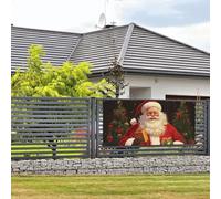 Bannière de bienvenue - Bannière de vacances - Père Noël - Bannière murale à suspendre - Drapeau photo - Toile de fond avec 4 trous - Panneau de porte - Décoration de fête - Fournitures de fête