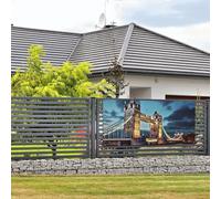 Bannière de bienvenue - Bannière de vacances - Tour pont à Londres - Bannière murale à suspendre - Drapeau photo - Toile de fond avec 4 trous - Panneau de porche - Bannière de décoration - Fournitures