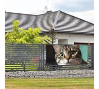 Bannière de bienvenue - Bannière de vacances - Un chat curieux - Bannière murale à suspendre - Drapeau photo - Toile de fond avec 4 trous - Panneau de porche - Bannière de porte - Décoration de fête