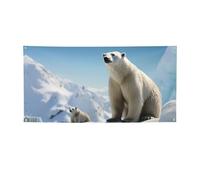 Bannière de bienvenue - Drapeau de fête - Toile de fond - Ours polaire - Pingouin - Accessoires photo - Bannière pour clôture, anniversaire, jardin - Fournitures de fête - Décoration murale - 119 x 61