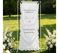 Bannière de bienvenue en mousseline de soie avec ruban Blanc 70 x 180 cm