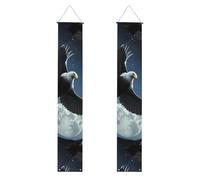 Bannière de bienvenue imprimée aigle sous les étoiles, drapeaux verticaux, panneau de porche, pour décoration intérieure et extérieure, 180 x 30 cm