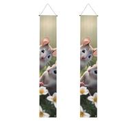 Bannière de bienvenue imprimée Mouse in Love - Drapeaux verticaux - Pour décoration intérieure et extérieure - 180 x 30 cm