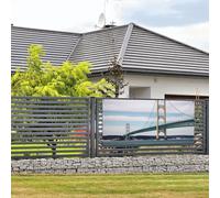 Bannière de bienvenue Mackinac - Bannière de vacances - Pont suspendu - Bannière murale à suspendre - Drapeau pour photo - Toile de fond avec 4 trous - Panneau de porte - Décoration de fête - Taille M