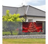 Bannière de bienvenue pour fête de vacances, arbre de Noël, bannière murale rouge, bannière à suspendre pour photo, photographie, toile de fond avec 4 trous, panneau de porche, bannière de porte