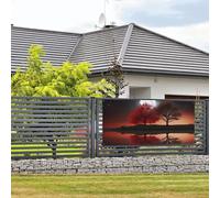 Bannière de bienvenue pour fête de vacances - Arbre rouge - Lac et lune - Bannière murale à suspendre - Drapeau pour photo - Toile de fond avec 4 trous - Bannière de porte - Décoration de fête