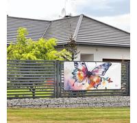 Bannière de bienvenue pour fête de vacances - Bannière aquarelle papillon à suspendre au mur - Bannière pour photo - Toile de fond avec 4 trous - Décoration de fête - Petite taille