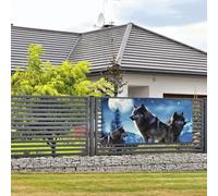 Bannière de bienvenue pour fête de vacances - Bannière de loups à suspendre au mur - Bannière pour photo - Toile de fond avec 4 trous - Décoration de fête - Petite taille