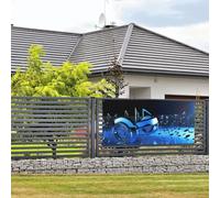 Bannière de bienvenue pour fête de vacances - Bannière de musique bleue à suspendre au mur - Drapeau photo - Toile de fond avec 4 trous - Panneau de porte - Décoration de fête - Petite taille