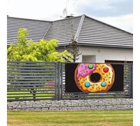 Bannière de bienvenue pour fête de vacances - Bannière murale en forme de beignet - Bannière de décoration pour photo - Toile de fond avec 4 trous - Décoration de fête - Petite taille