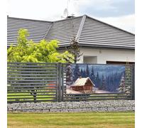 Bannière de bienvenue pour fête de vacances Cabane dans les bois Bannière murale Drapeau Photo Photographie Toile de fond avec 4 trous Panneau de porche Bannière Couverture Décoration Fournitures de