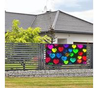 Bannière de bienvenue pour fête de vacances - Cœurs arc-en-ciel - Bannière murale à suspendre pour photo - Toile de fond avec 4 trous - Panneau de porte - Décoration de fête - Petite taille