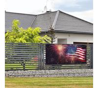 Bannière de bienvenue pour fête de vacances, drapeau américain feu d'artifice du 4 juillet, bannière murale à suspendre pour photo, photographie, toile de fond avec 4 trous, panneau de porche