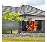 Bannière de bienvenue pour fête de vacances - Flamme de feu - Bannière murale à suspendre - Drapeau photo - Toile de fond avec 4 trous - Panneau de porte - Décoration de fête - Taille M