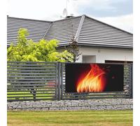Bannière de bienvenue pour fête de vacances - Flammes - Bannière murale à suspendre - Drapeau photo - Toile de fond avec 4 trous - Panneau de porche - Bannière de porte - Décoration de fête - Petite