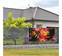 Bannière de bienvenue pour fête de vacances - Fleur colorée hawaïenne - Bannière murale à suspendre - Drapeau photo - Toile de fond avec 4 trous - Panneau de porte - Décoration de fête - Fournitures