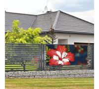 Bannière de bienvenue pour fête de vacances - Fleurs rouges - Bannière murale à suspendre pour photo - Toile de fond avec 4 trous - Panneau de porche - Bannière de porte - Décoration de fête - Petite