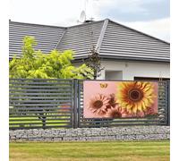 Bannière de bienvenue pour fête de vacances - Grand tournesol - Bannière murale à suspendre - Drapeau pour photo - Toile de fond avec 4 trous - Panneau de porche, bannière de porte - Décoration de