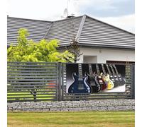 Bannière de bienvenue pour fête de vacances, guitare électrique, bannière murale, drapeau, photographie, toile de fond avec 4 trous, panneau de porche, bannière de porte, décoration de fête, petite