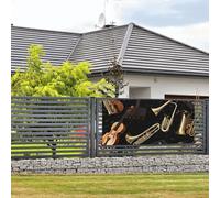 Bannière de bienvenue pour fête de vacances, instruments de musique, bannière murale à suspendre, drapeau, photographie, toile de fond avec 4 trous, panneau de porche, bannière de porte, décoration de