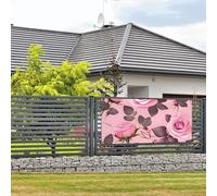 Bannière de bienvenue pour fête de vacances - Jolies roses - Bannière murale à suspendre pour photo - Toile de fond avec 4 trous - Décoration de fête - Petite taille