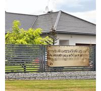 Bannière de bienvenue pour fête de vacances, notes de musique sur vieux papier, bannières à suspendre au mur, drapeau, photographie, toile de fond avec 4 trous, panneau de porche, bannière de porte