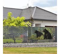 Bannière de bienvenue pour fête de vacances - Ours noirs - Bannière murale à suspendre pour photo - Toile de fond avec 4 trous - Panneau de porche - Bannière de porte - Décoration de fête - Petite