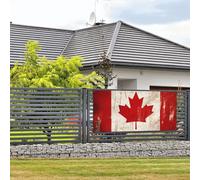 Bannière de bienvenue pour fête de vacances rétro - Drapeau du Canada - Bannière murale à suspendre - Pour photo - Toile de fond avec 4 trous - Panneau de porche, bannière de porte - Décoration de