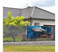 Bannière de bienvenue pour fête de vacances, sous-marin, requin, corail, bannières murales à suspendre pour photo, photographie, toile de fond avec 4 trous, panneau de porche, bannière de porte