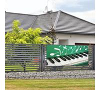 Bannière de bienvenue pour fêtes de fin d'année avec touches de piano vertes et blanches - Bannière murale à suspendre pour photo - Toile de fond avec 4 trous - Décoration de porte - Fournitures de